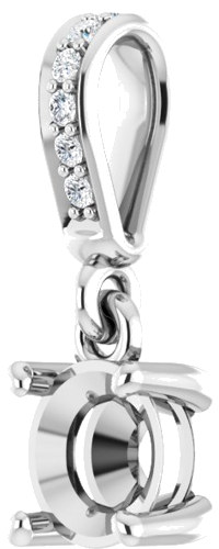14K White 5.2 mm Round .03 CTW Natural Diamond Semi-Set Pendant (2)