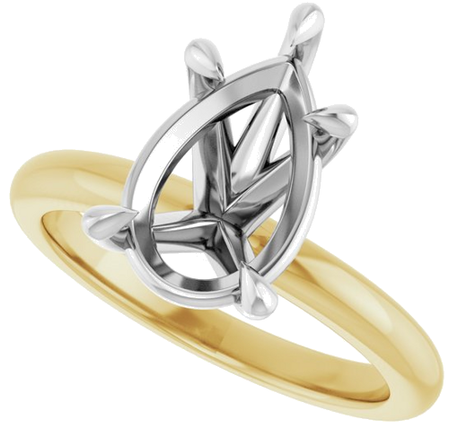 14K Yellow White 12x8 mm Pear Solitaire Engagement Ring Mounting (5)