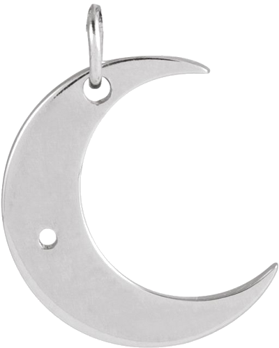 14K White 1.3 mm Round Accented Crescent Moon Pendant Mounting (1)