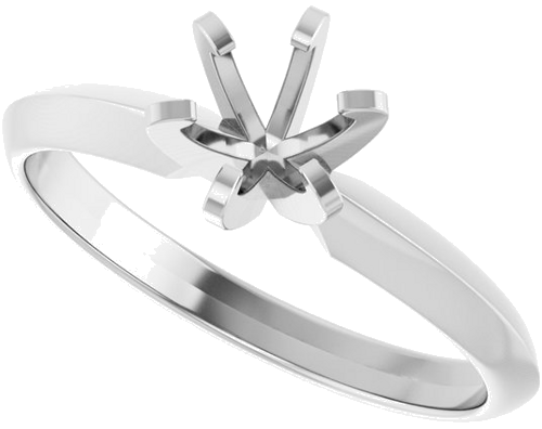 14K White 5.1 mm Round Solitaire Engagement Ring Mounting (5)