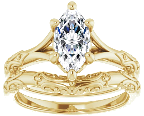 Sužadėtuvių Žiedas „Solitaire Sculptural“ 10k yellow gold Marquise 10mm x 5mm (8)
