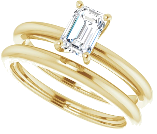 Sužadėtuvių Žiedas 14k yellow gold Emerald 6mm x 4mm (10)