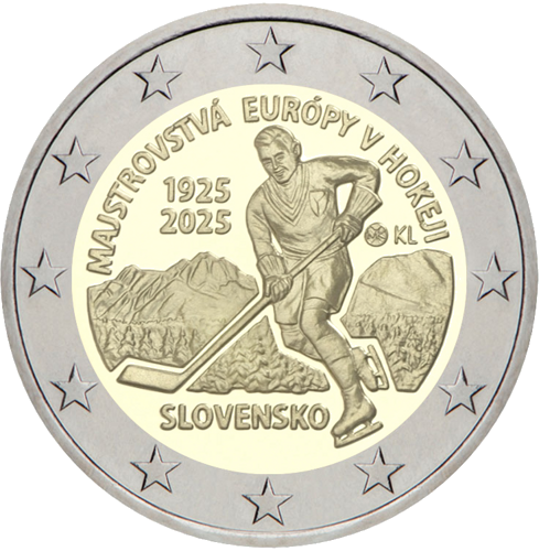 2025 Slovākija 2 eiro monēta – Hokeja čempionāts (1)