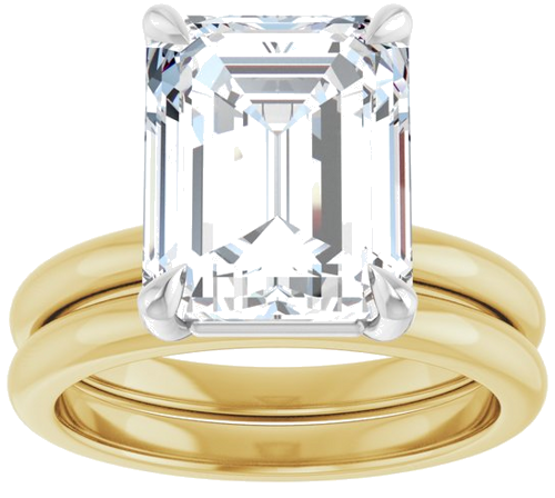 14K Yellow White 11x9 mm Emerald Solitaire Engagement Ring Mounting (8)