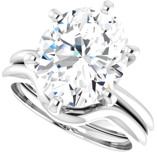 Sužadėtuvių Žiedas „Solitaire“ 585 Baltojo Aukso Oval 12mm x 10mm (10)