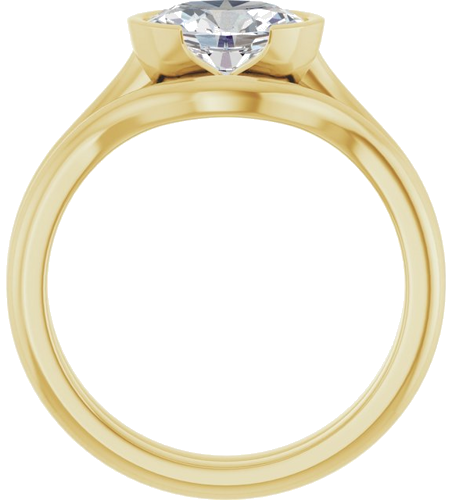 Sužadėtuvių Žiedas „Half Bezel Solitaire“ 585 Geltonojo Aukso Oval 8mm x 6mm (7)