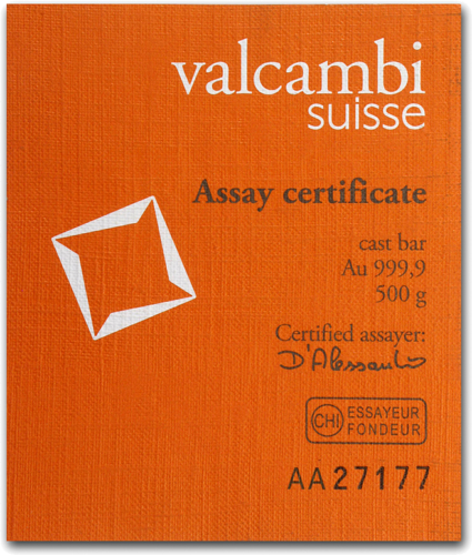500 гр. Инвестиционно златно кюлче Valcambi (4)