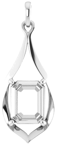 14K White  10x8 mm Emerald Pendant Mounting (1)