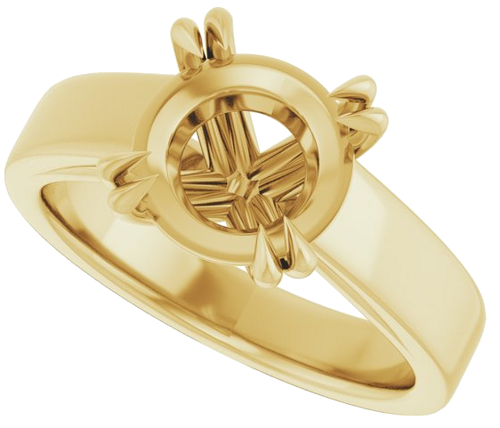 14K Yellow 9 mm Round Engagement Ring Mounting (5)
