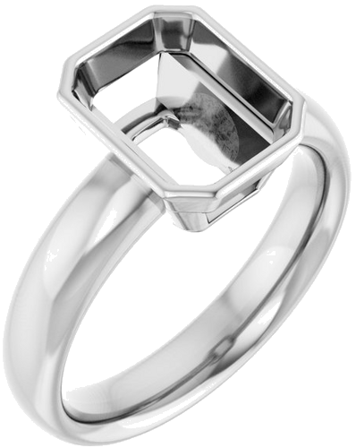 14K White 9x7 mm Emerald Engagement Ring Mounting (1)