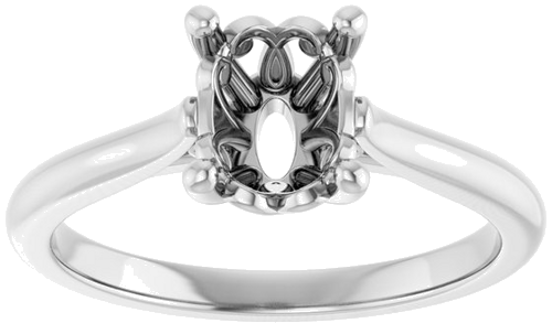 Sužadėtuvių Žiedas „Solitaire“ 585 Baltojo Aukso Oval 8mm x 6mm (3)