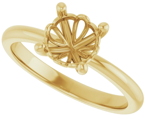 14K Yellow 7 mm Round Solitaire Engagement Ring Mounting (5)