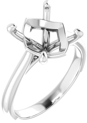 14K White 12x10 mm Oval Solitaire Engagement Ring Mounting (1)