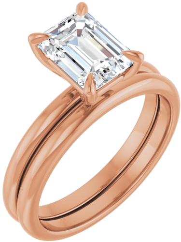 Sužadėtuvių Žiedas „Solitaire“ 585 Rožinis Aukso Emerald 8mm x 6mm (6)