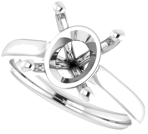 14K White 11x9 mm Oval Engagement Ring Mounting (5)