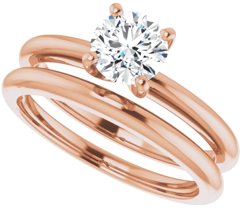 Sužadėtuvių Žiedas „Solitaire“ 585 Rožinis Aukso Round 5.8mm (10)