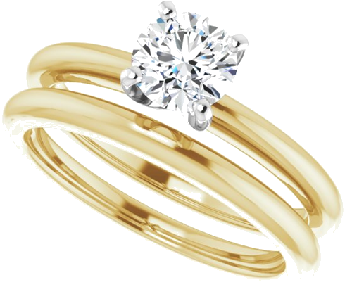 14K Yellow   White  5.5 mm Round Solitaire Engagement Ring Mounting (10)