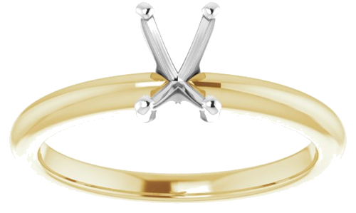 14K Yellow   White  6x4 mm Emerald Solitaire Engagement Ring Mounting (3)