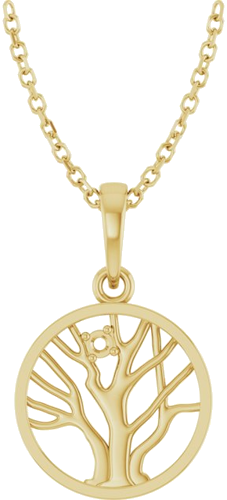 14K Yellow 1.5 mm Round 1-Stone Family Tree 16-18  Necklace Mounting (1)