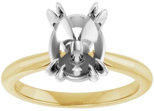 Sužadėtuvių Žiedas „Solitaire“ 585 Baltojo Ir Geltonojo Aukso Oval 10mm x 8mm (3)