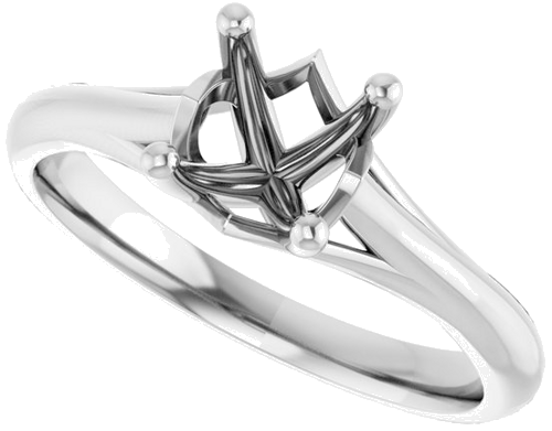 14K White 6.5 mm Round Solitaire Engagement Ring Mounting (5)