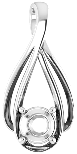 14K White  6 mm Round Pendant Mounting (1)