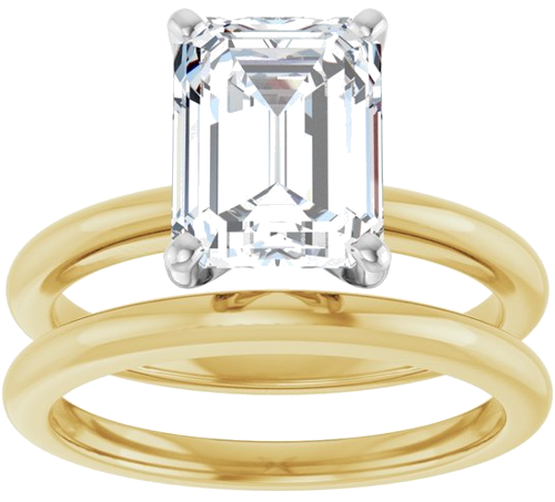 Sužadėtuvių Žiedas „Solitaire“ 585 Geltonojo Aukso Ir 950 Platinos Emerald 9mm x 7mm (8)