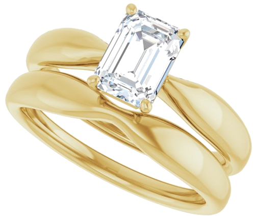 Sužadėtuvių Žiedas „Solitaire“ 585 Geltonojo Aukso Emerald 7mm x 5mm (10)