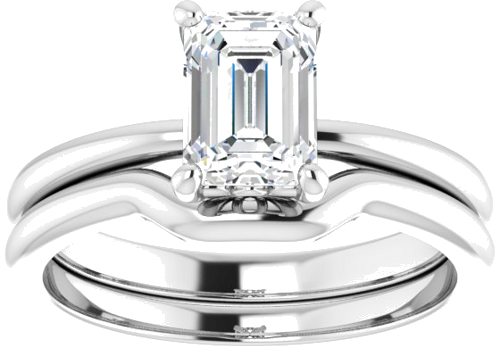 14K White 7x5 mm Emerald Solitaire Engagement Ring Mounting (8)