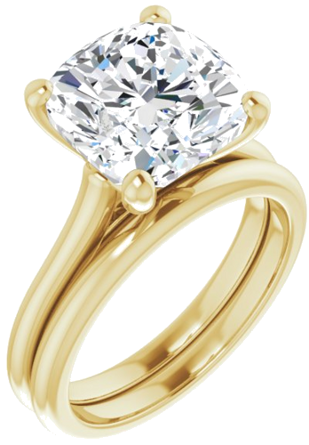 Sužadėtuvių Žiedas „Solitaire“ 585 Geltonojo Aukso Cushion 10mm (6)