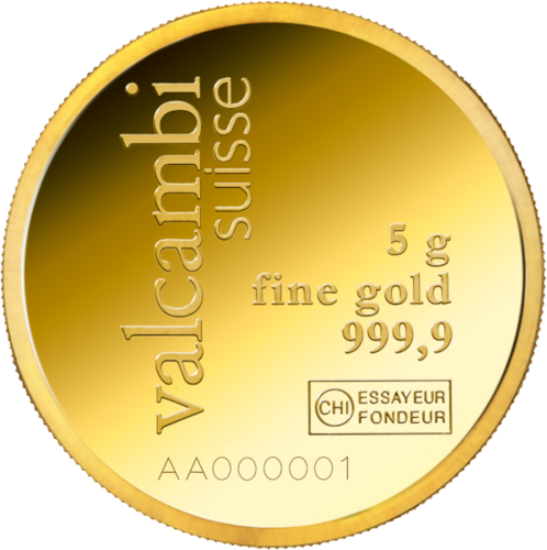 5 гр. Кръгло инвестиционно златно кюлче Valcambi (1)