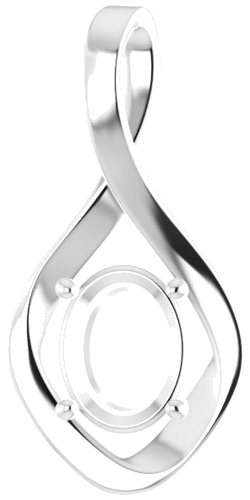 Pakabukas „Infinity-Inspired“ 585 Baltojo Aukso Oval 9mm x 7mm (1)