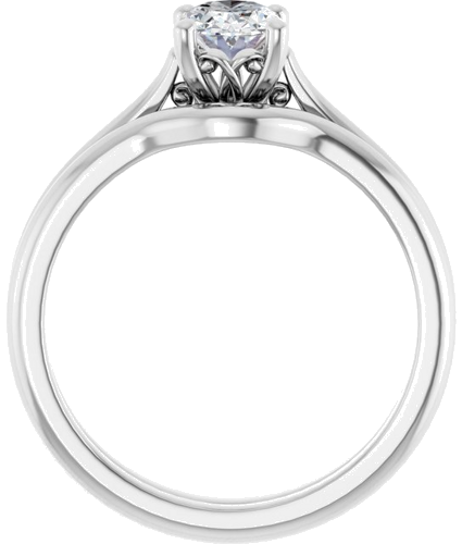 14K White 7x5 mm Oval Solitaire Engagement Ring Mounting (7)