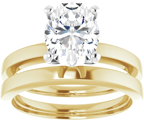 14K Yellow White 9x7 mm Oval Solitaire Engagement Ring Mounting (8)