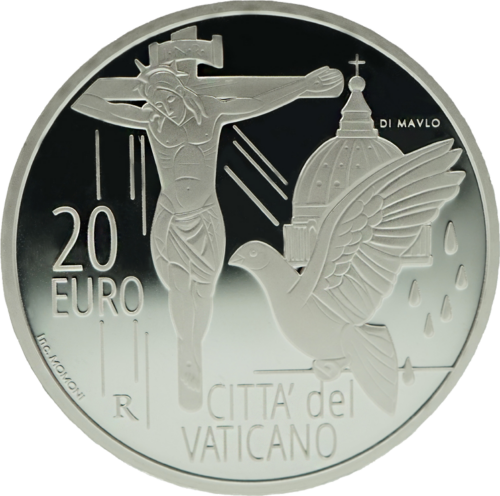 2021 Vatikanas Pranciškaus herbas Proof monetų rinkinys su 20 eurų sidabrine moneta (3)