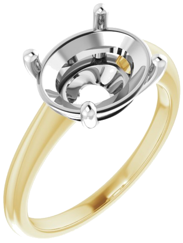 14K Yellow White 11x9 mm Oval Solitaire Engagement Ring Mounting (1)