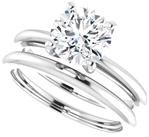 14K White  7.4 mm Round Solitaire Engagement Ring Mounting (10)