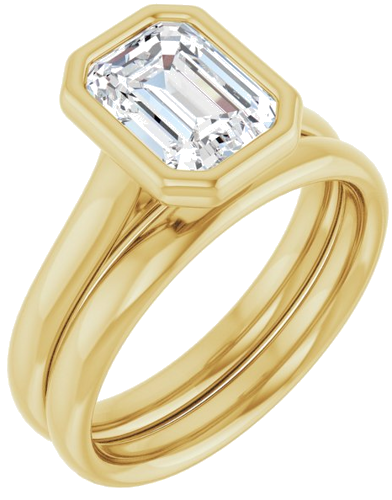 Sužadėtuvių Žiedas „Bezel-Set Solitaire“ 417 Geltonojo Aukso Emerald 8mm x 6mm (6)