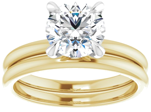 14K Yellow White 7.4 mm Round Engagement Ring Mounting (8)