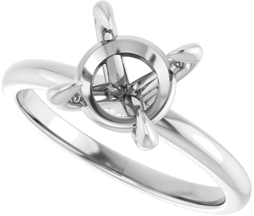 14K White  8 mm Round Solitaire Engagement Ring Mounting (5)