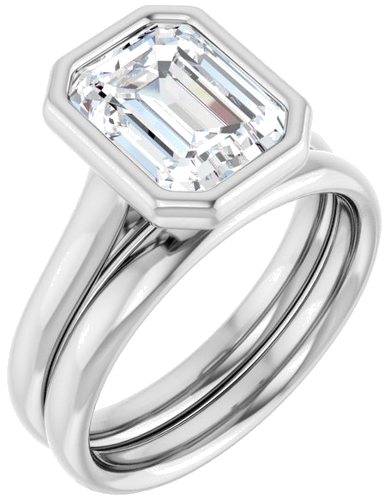 14K White  9x7 mm Emerald Solitaire Engagement Ring Mounting (6)