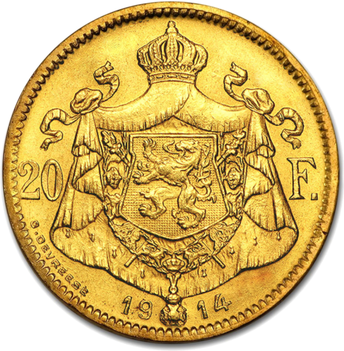 20 frankų Albert I Belgijos Karalystė auksinė moneta (2)