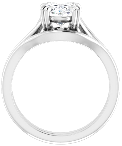 14K White 9x7 mm Oval Solitaire Engagement Ring Mounting (7)