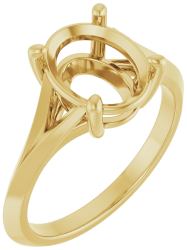 14K Yellow 10x8 mm Oval Solitaire Engagement Ring Mounting (1)