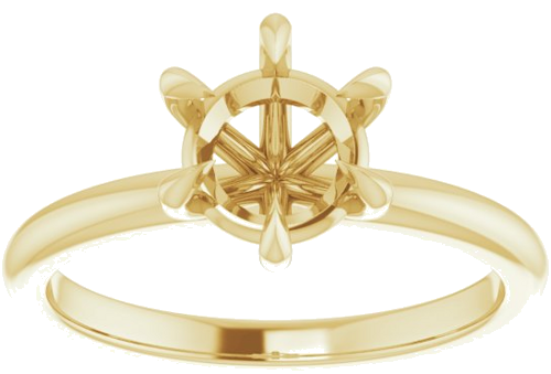 14K Yellow 7 mm Round Solitaire Engagement Ring Mounting (3)