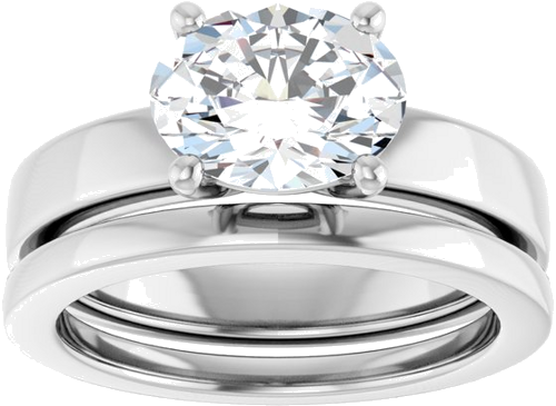 14K White 9x7 mm Oval Solitaire Engagement Ring Mounting (8)