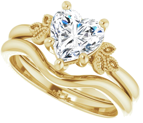 14K Yellow 7x7 mm Heart Solitaire Engagement Ring Mounting (10)