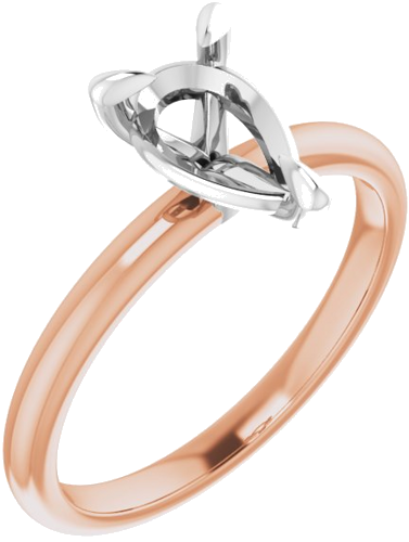 14K Rose White 9 x 6 mm Pear Engagement Ring Mounting (1)