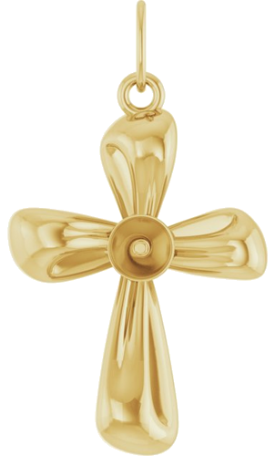 Pakabukas „Pearl Cross“ 585 Geltonojo Aukso Pearl 4mm (1)