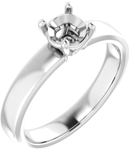 14K White 5.5 mm Round Solitaire Engagement Ring Mounting (1)